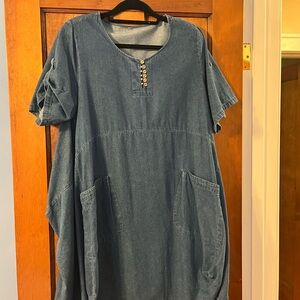 Dress one in brown one in denim